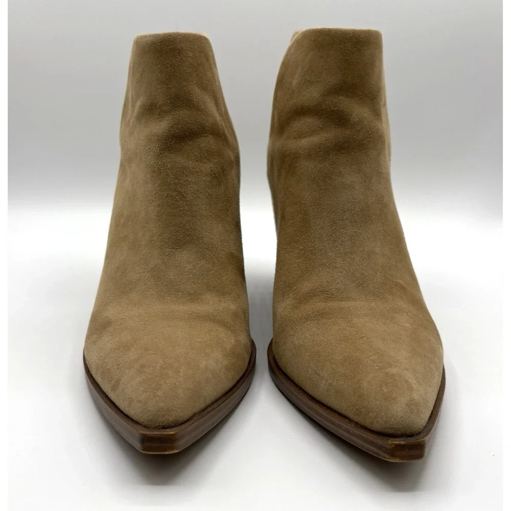 STEVE MADDEN Camryn Booties Women's Size 8.5 Beige Suede Leather‎ Cowboy Boot